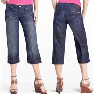 7 For All Mankind Women's Crop Dojo Wide Leg Dark Wash Cropped Jeans. Size 28.